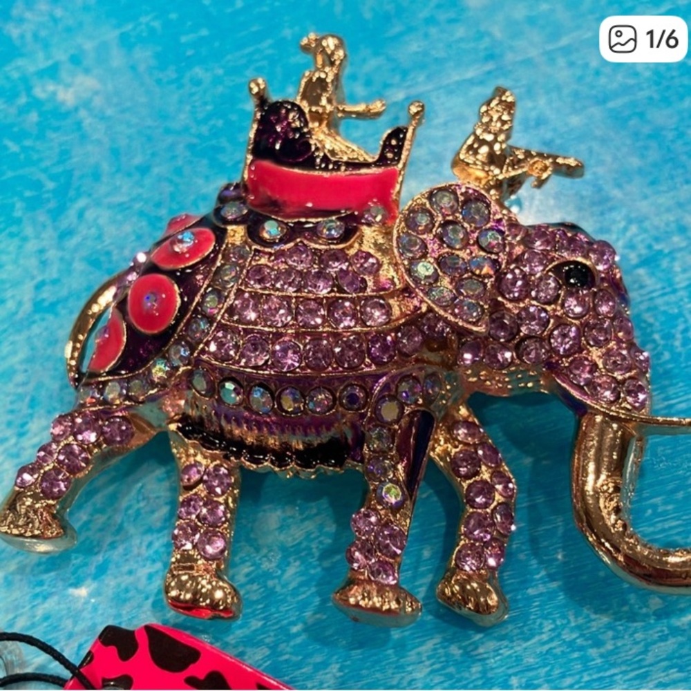 Colorful Elephant Brooch with Rhinestones